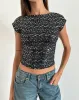 Erika Backless Top in Black Gauzy Sequin sold by Motel Rocks