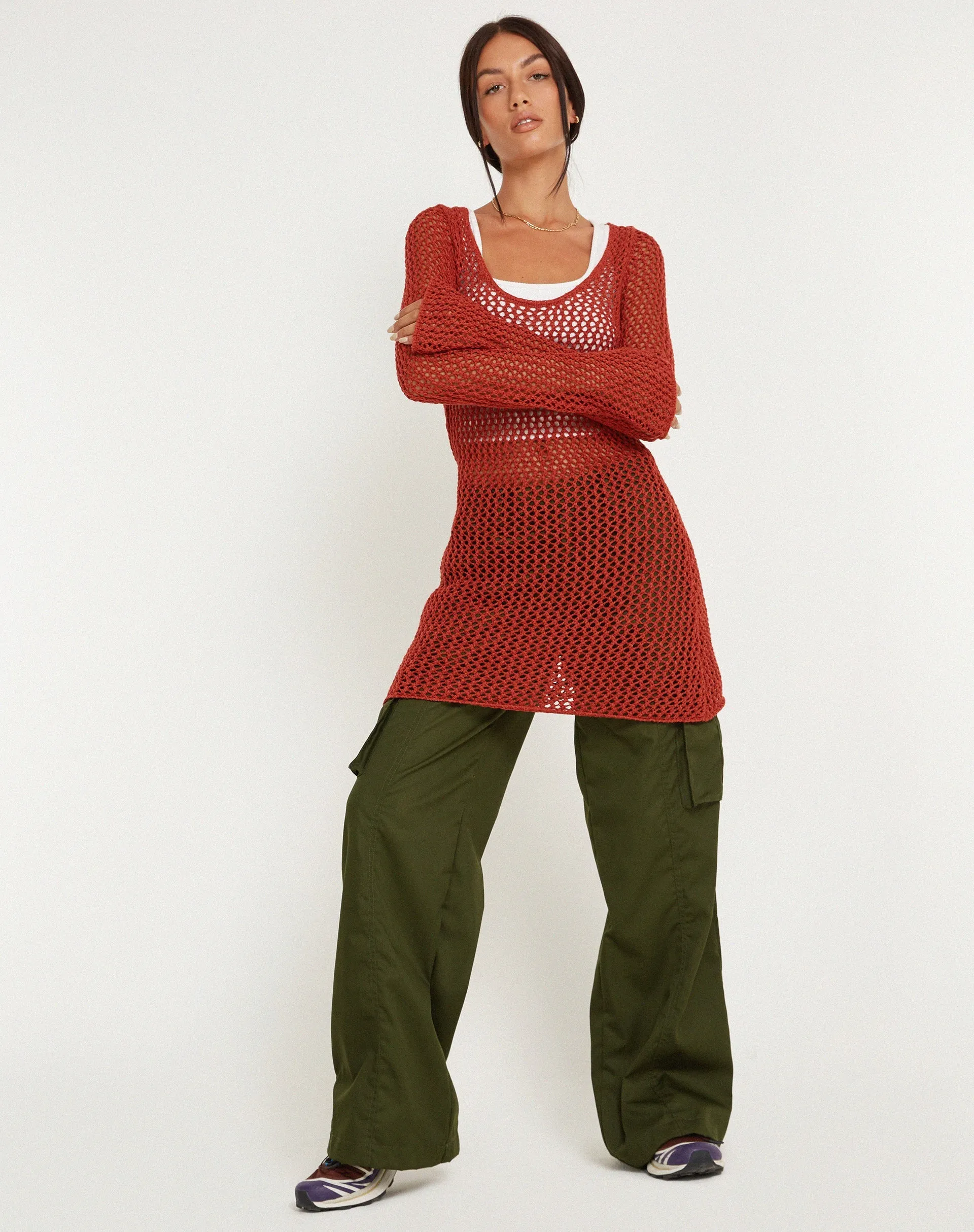 Juwita Mini Dress in Burnt Orange sold by Motel Rocks product image thumbnail 4