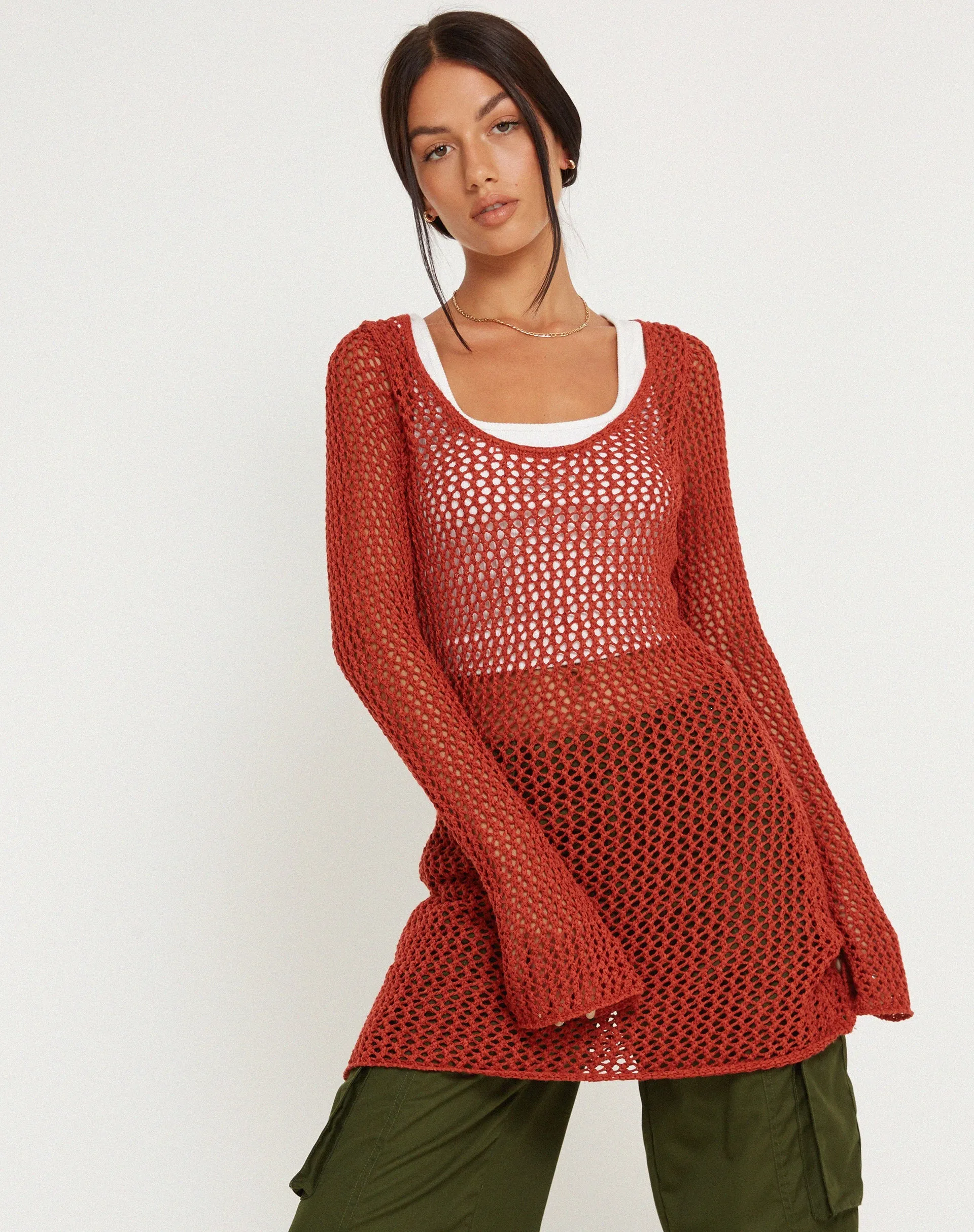 Juwita Mini Dress in Burnt Orange sold by Motel Rocks