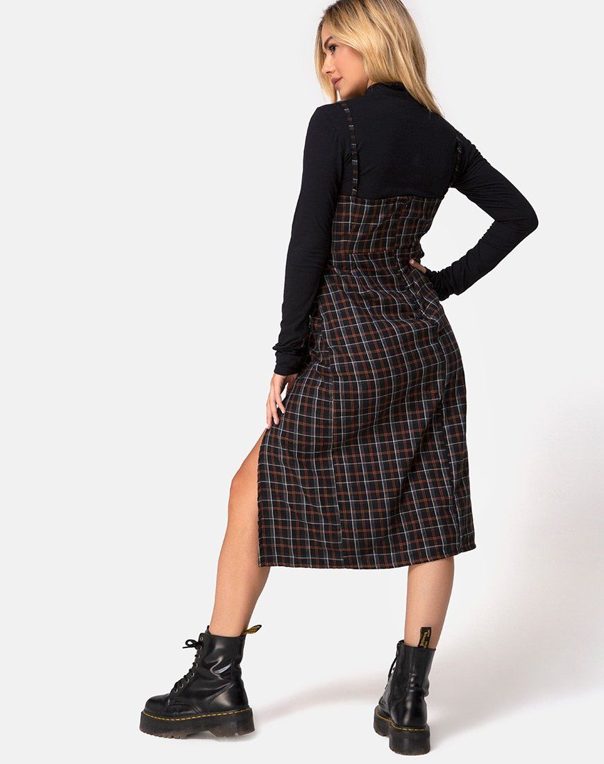 Kaoya Midi Dress in Check Black and Orange sold by Motel Rocks product image thumbnail 4