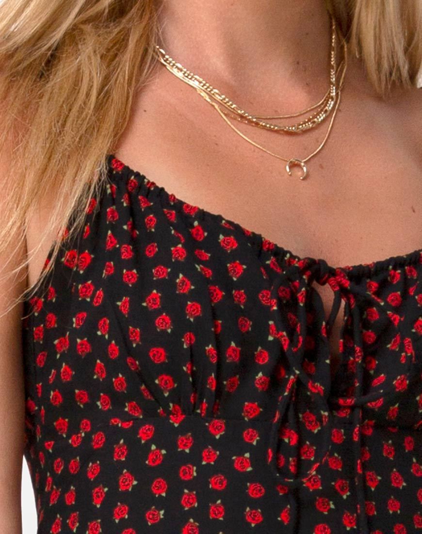 Cypress Midi Dress in Dotty Rose Red sold by Motel Rocks product image thumbnail 5