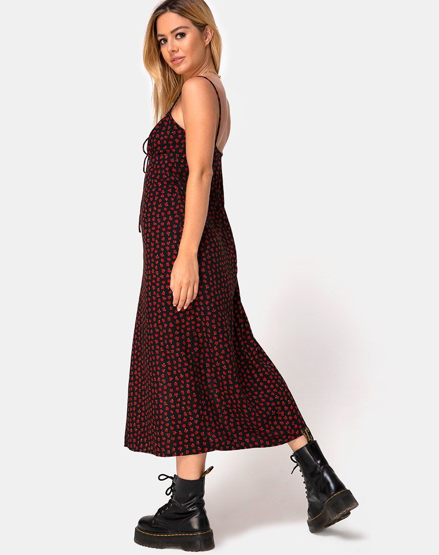 Cypress Midi Dress in Dotty Rose Red sold by Motel Rocks product image thumbnail 2