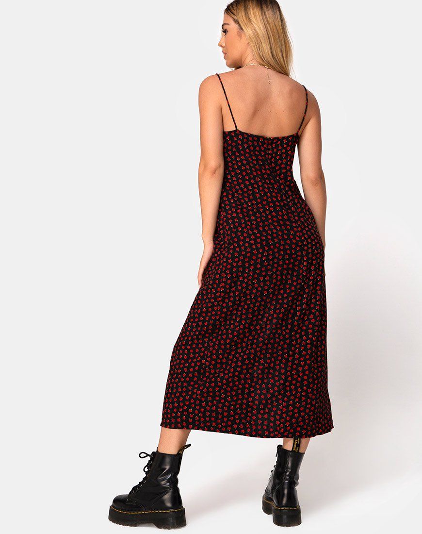 Cypress Midi Dress in Dotty Rose Red sold by Motel Rocks product image thumbnail 4