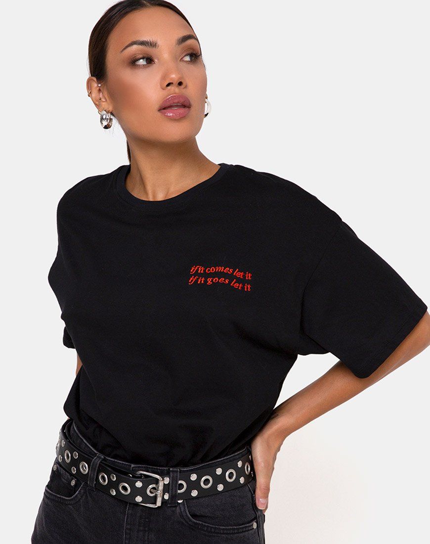 Maxi Tee in Charcoal If It Comes Let It sold by Motel Rocks