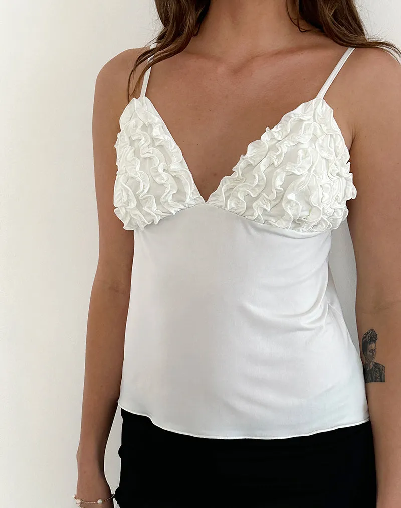 Gio Ruffle Cami Top in Slinky Ivory sold by Motel Rocks product image thumbnail 3