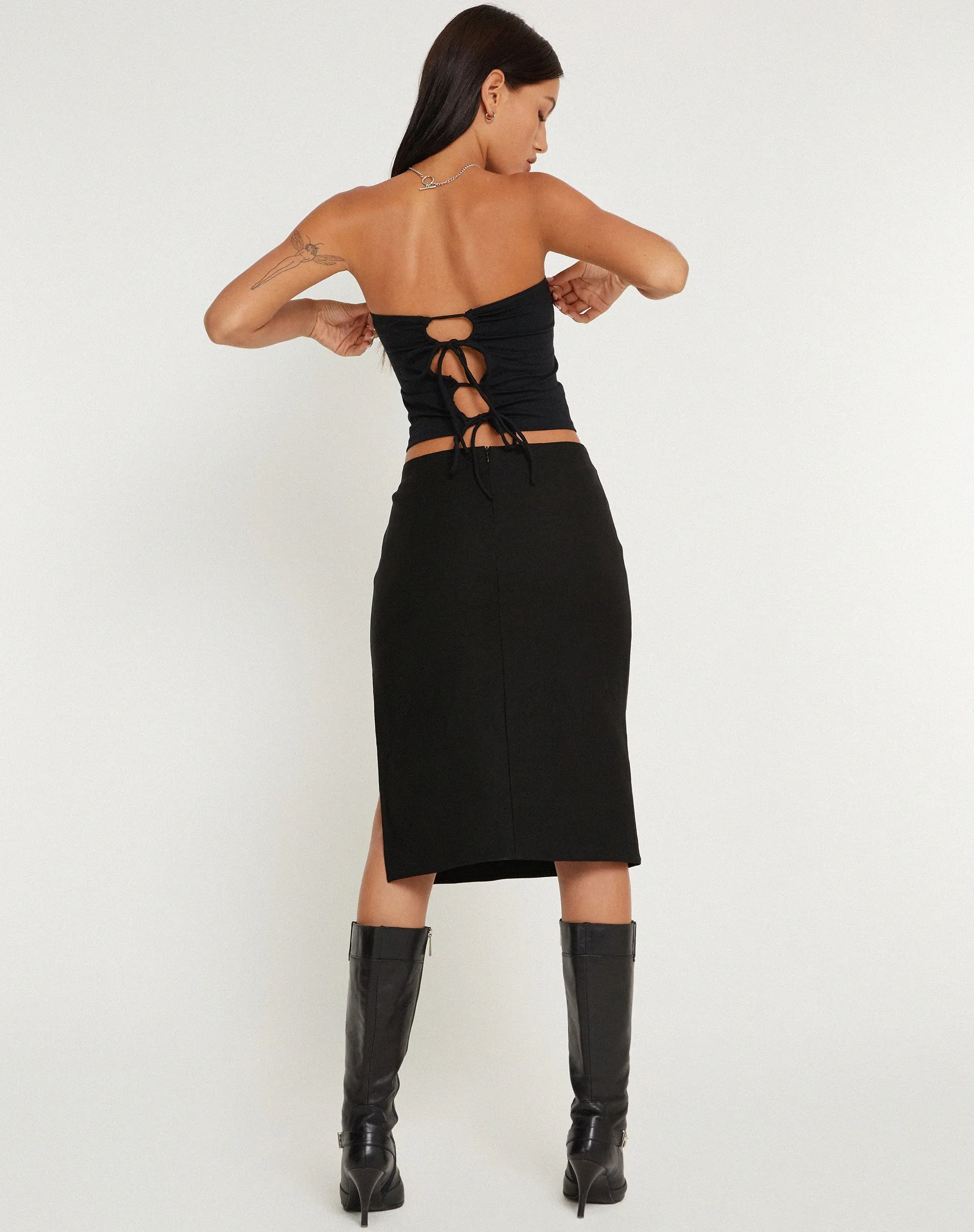 Ruetie Bandeau Top in Black sold by Motel Rocks product image thumbnail 3