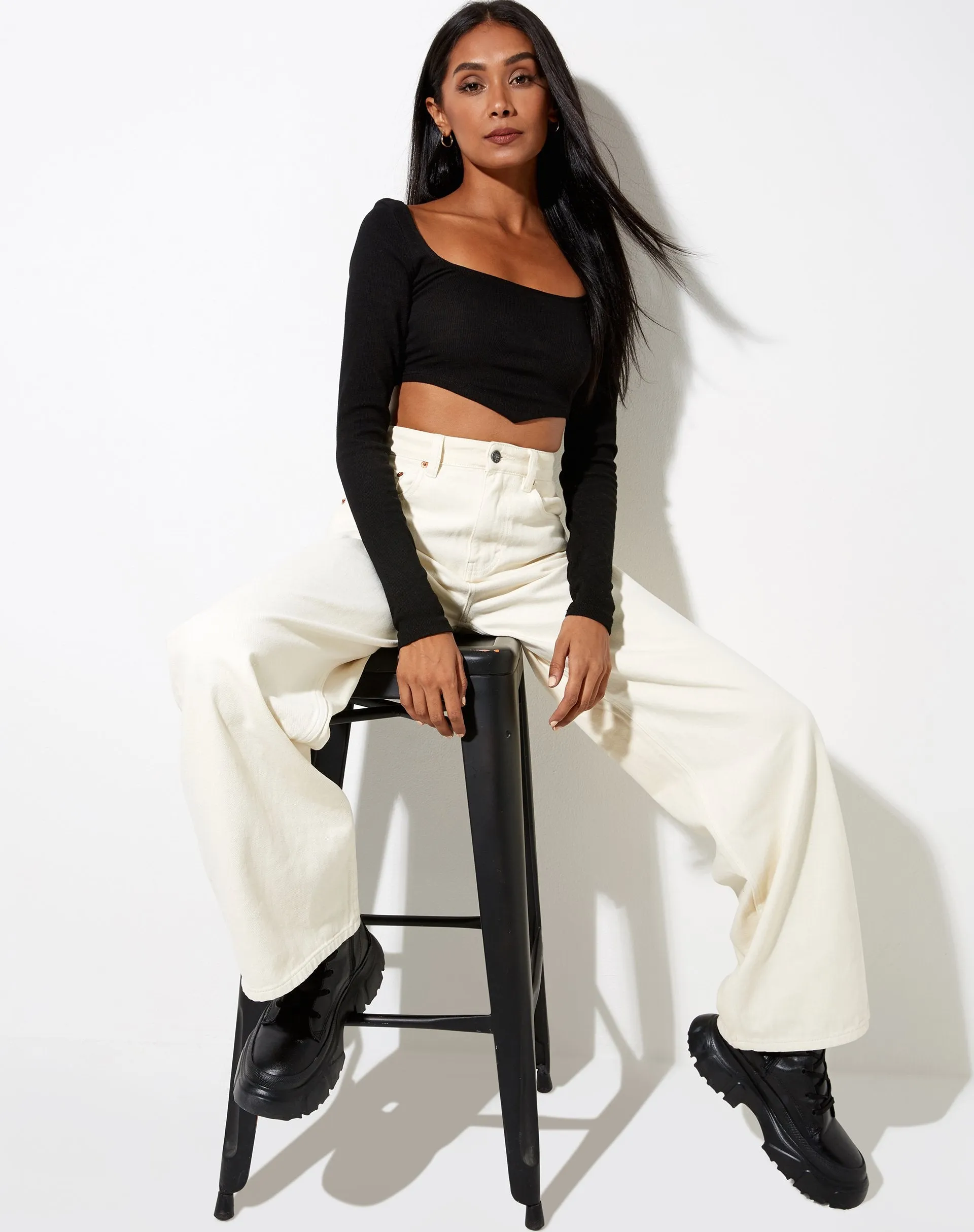 Gadze Crop Top in Rib Black sold by Motel Rocks product image thumbnail 4