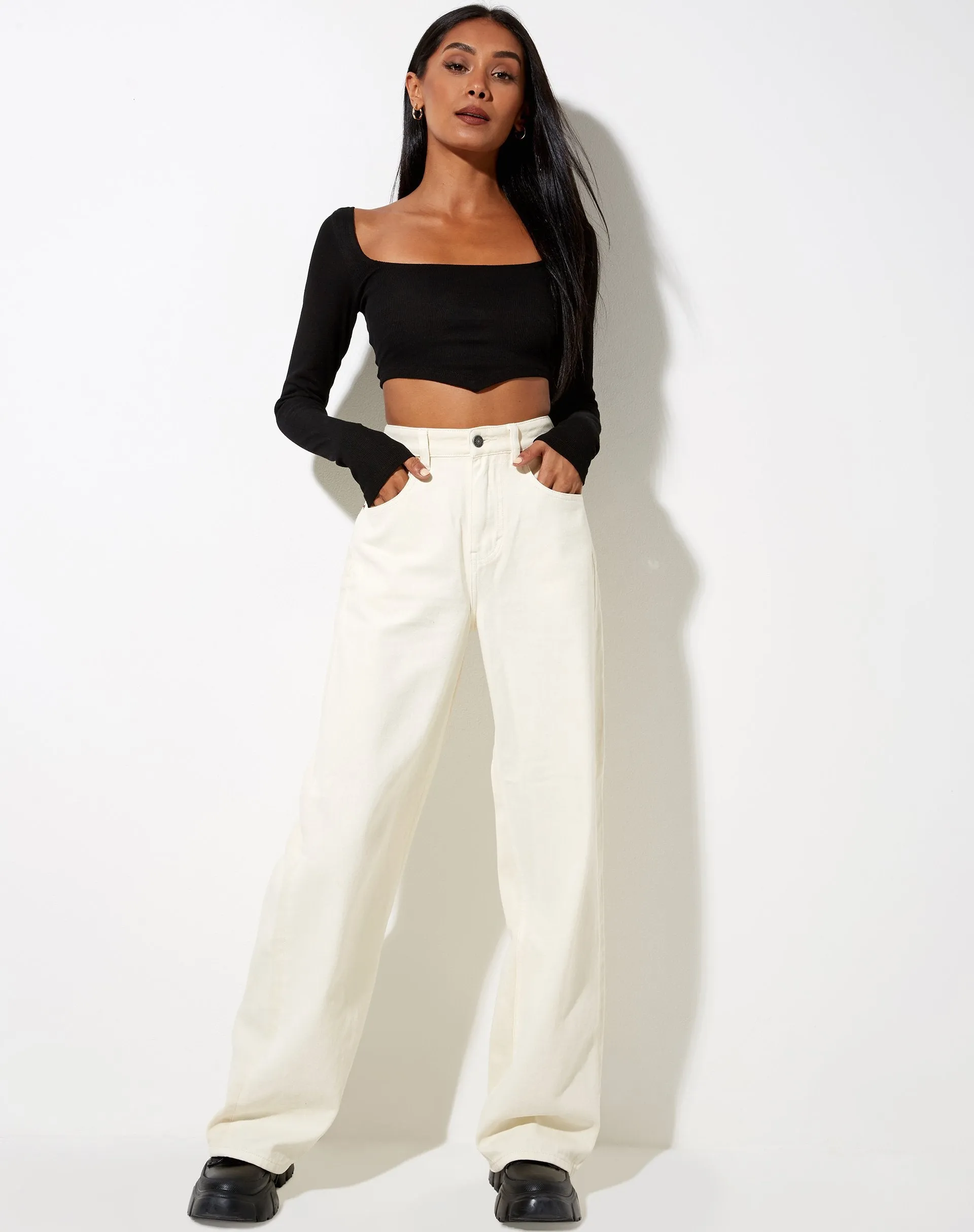 Gadze Crop Top in Rib Black sold by Motel Rocks product image thumbnail 3