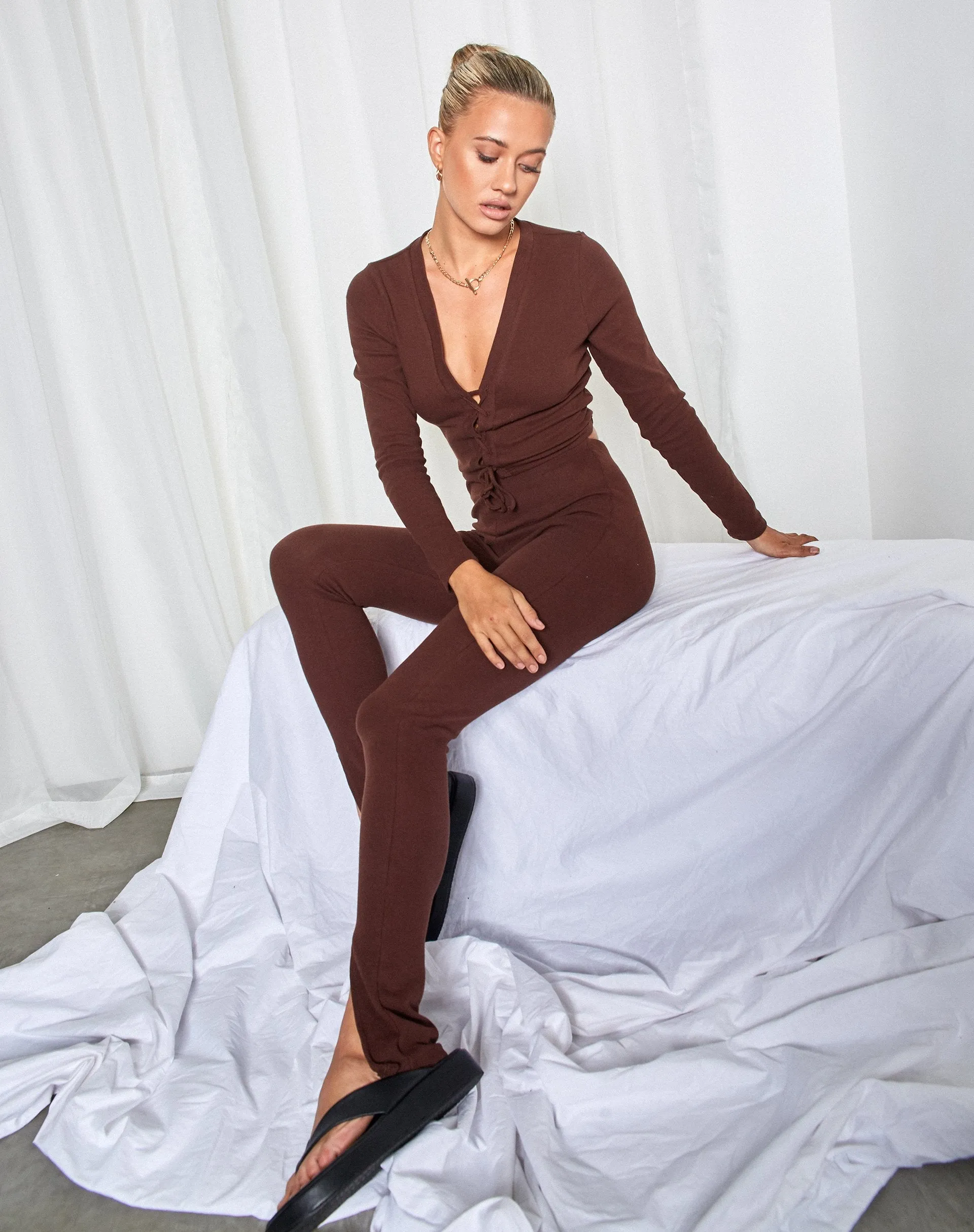 Delona Long Sleeve Top in Brown sold by Motel Rocks product image thumbnail 4