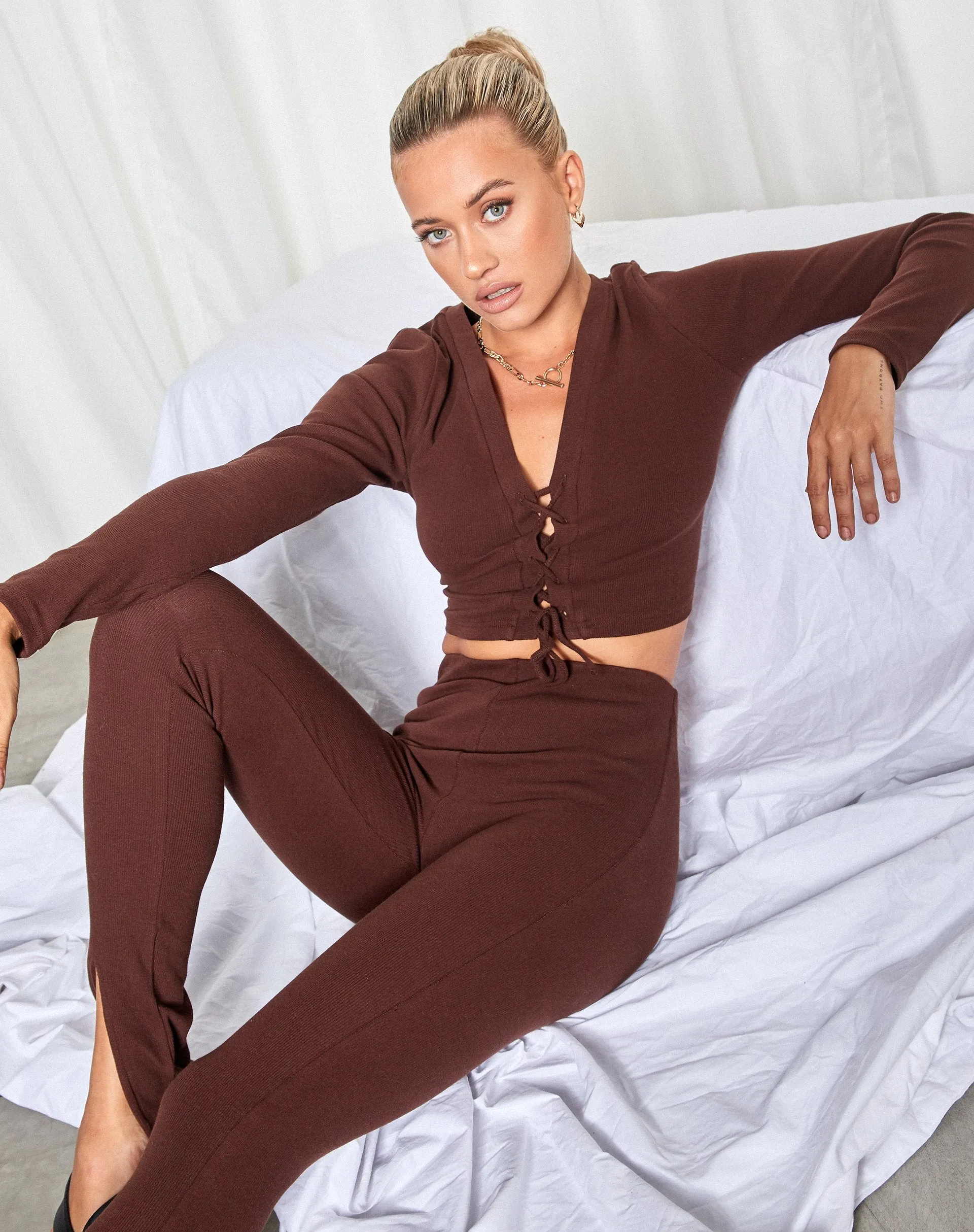 Delona Long Sleeve Top in Brown sold by Motel Rocks product image thumbnail 5