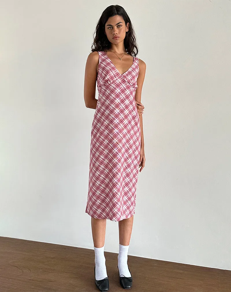 Liva Midi Dress in Pink Tartan sold by Motel Rocks product image thumbnail 3