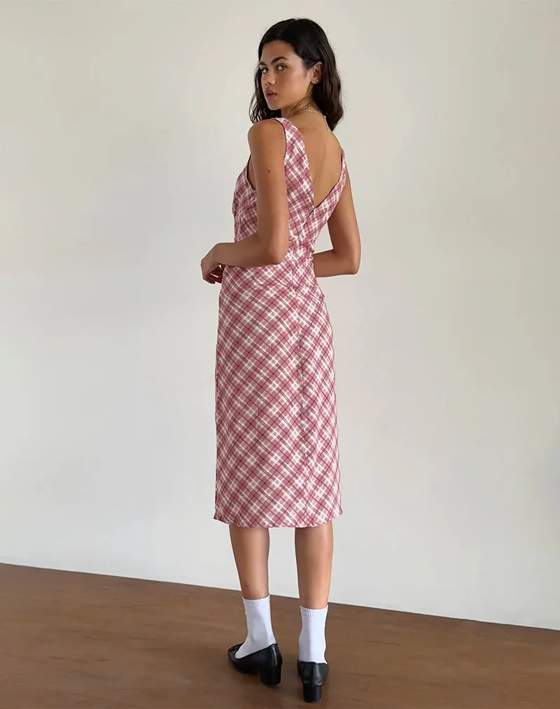 Liva Midi Dress in Pink Tartan sold by Motel Rocks product image thumbnail 2