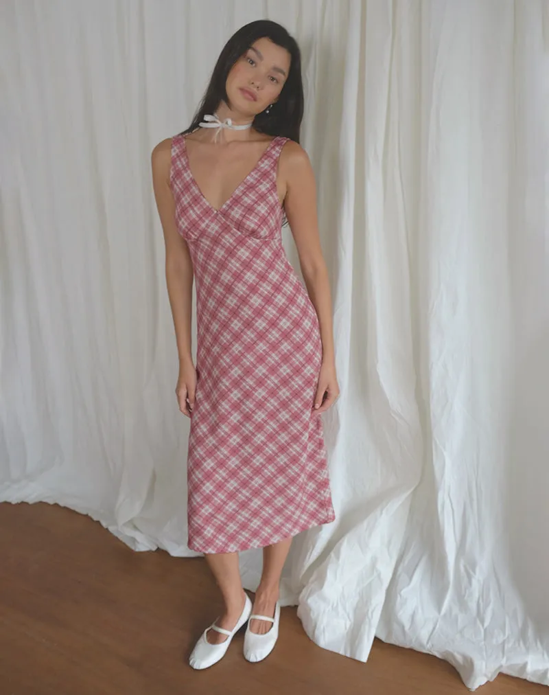 Liva Midi Dress in Pink Tartan sold by Motel Rocks product image thumbnail 4