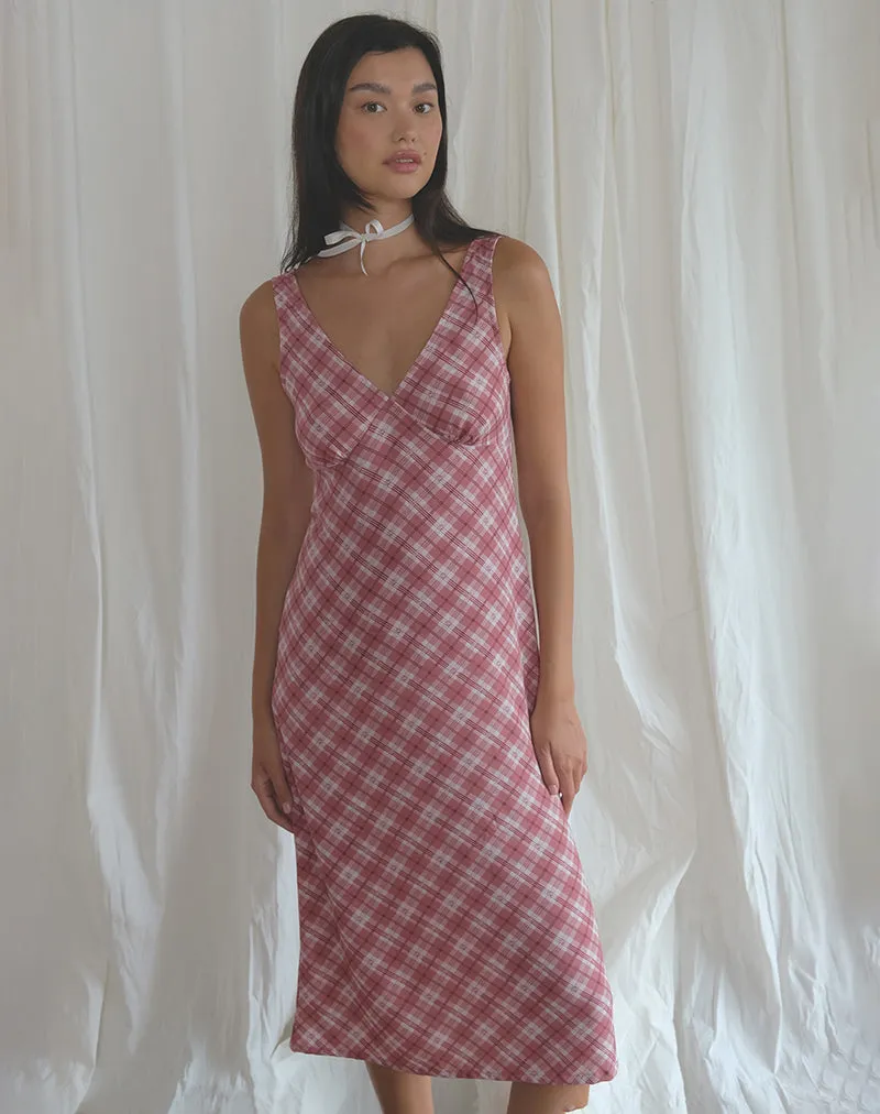 Liva Midi Dress in Pink Tartan sold by Motel Rocks product image thumbnail 5