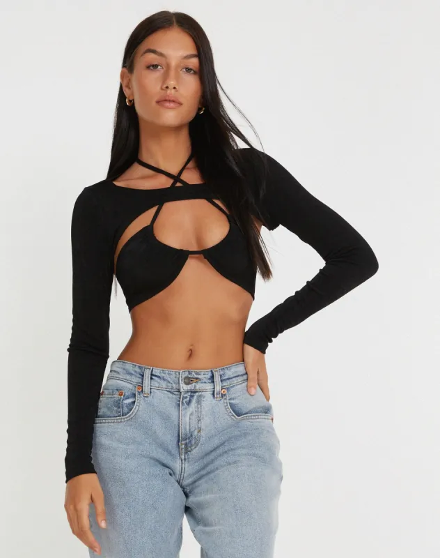 Ofir Crop Top in Black sold by Motel Rocks