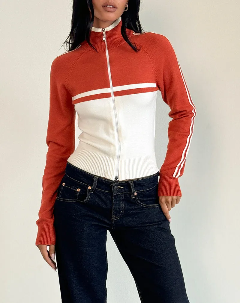 Talya Jacket in Panel Red with White sold by Motel Rocks product image thumbnail 3