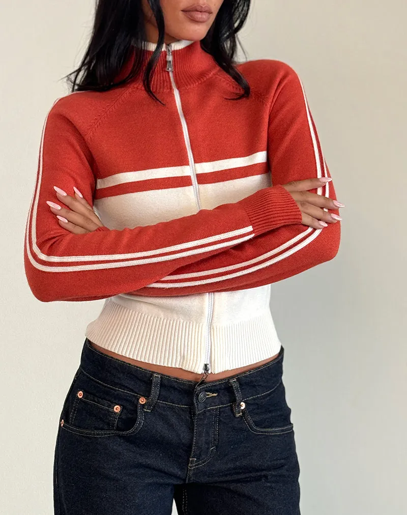 Talya Jacket in Panel Red with White sold by Motel Rocks product image thumbnail 2