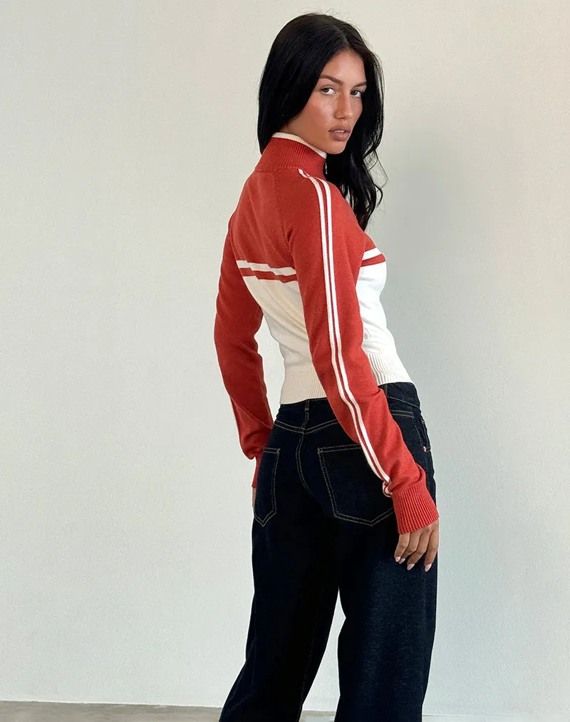 Talya Jacket in Panel Red with White sold by Motel Rocks product image thumbnail 5