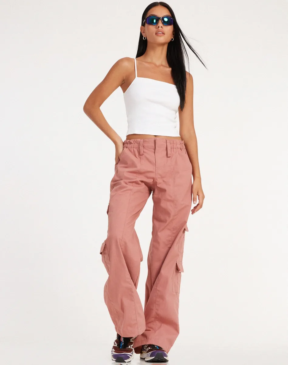 Hansa Cargo Trouser in Dusty Rose sold by Motel Rocks
