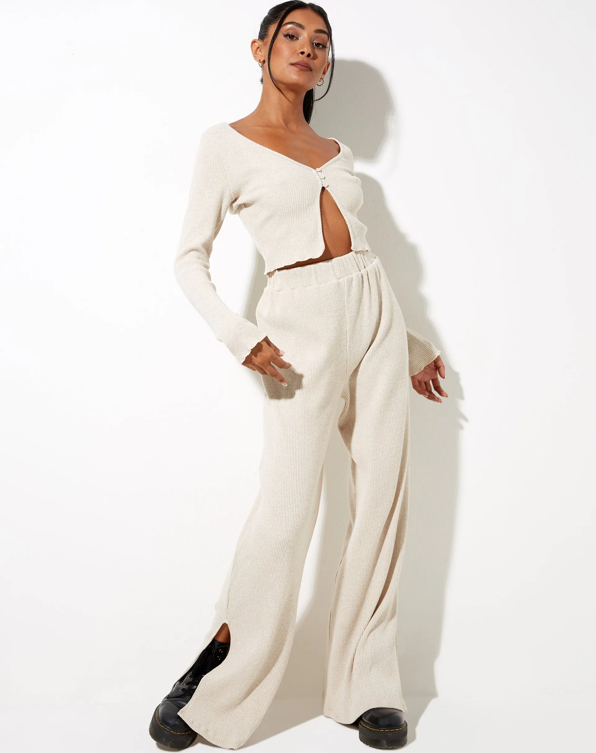 Lesia Top in Rib Oatmeal sold by Motel Rocks product image thumbnail 3