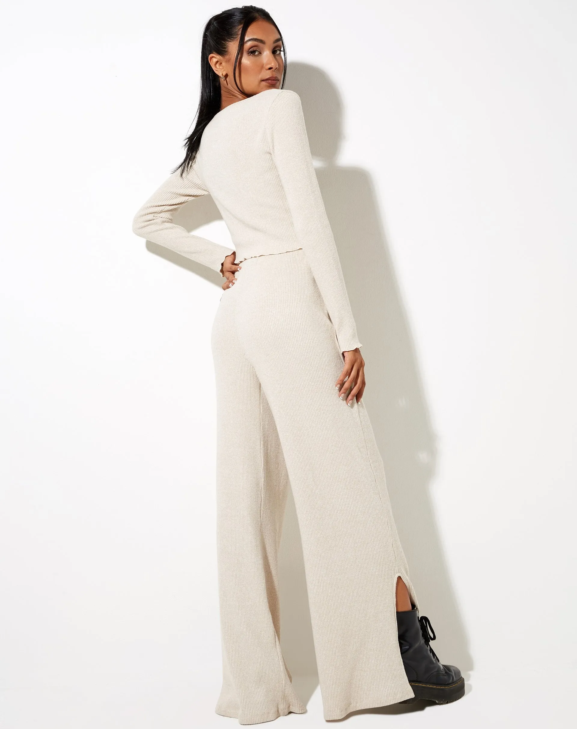 Lesia Top in Rib Oatmeal sold by Motel Rocks product image thumbnail 4