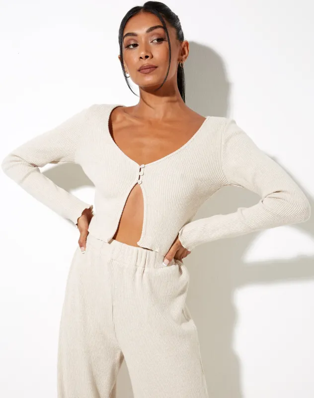 Lesia Top in Rib Oatmeal sold by Motel Rocks