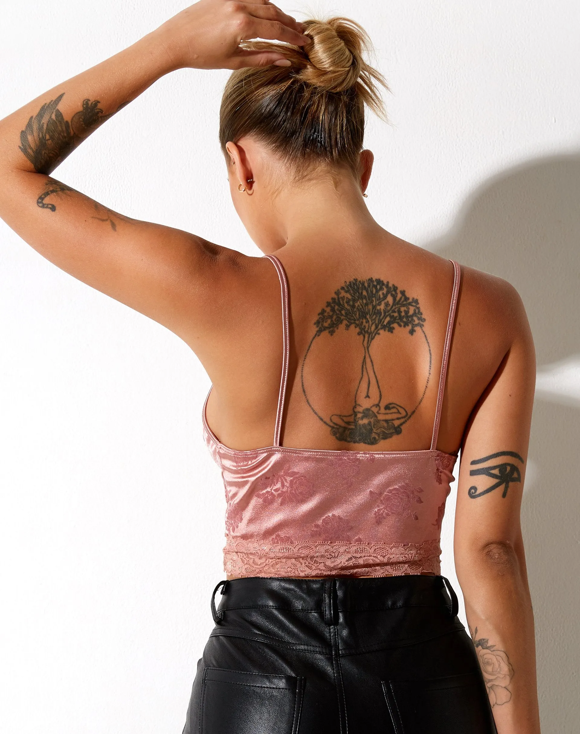 Dyrana Crop Top in Rose Flock Pale Pink sold by Motel Rocks product image thumbnail 2