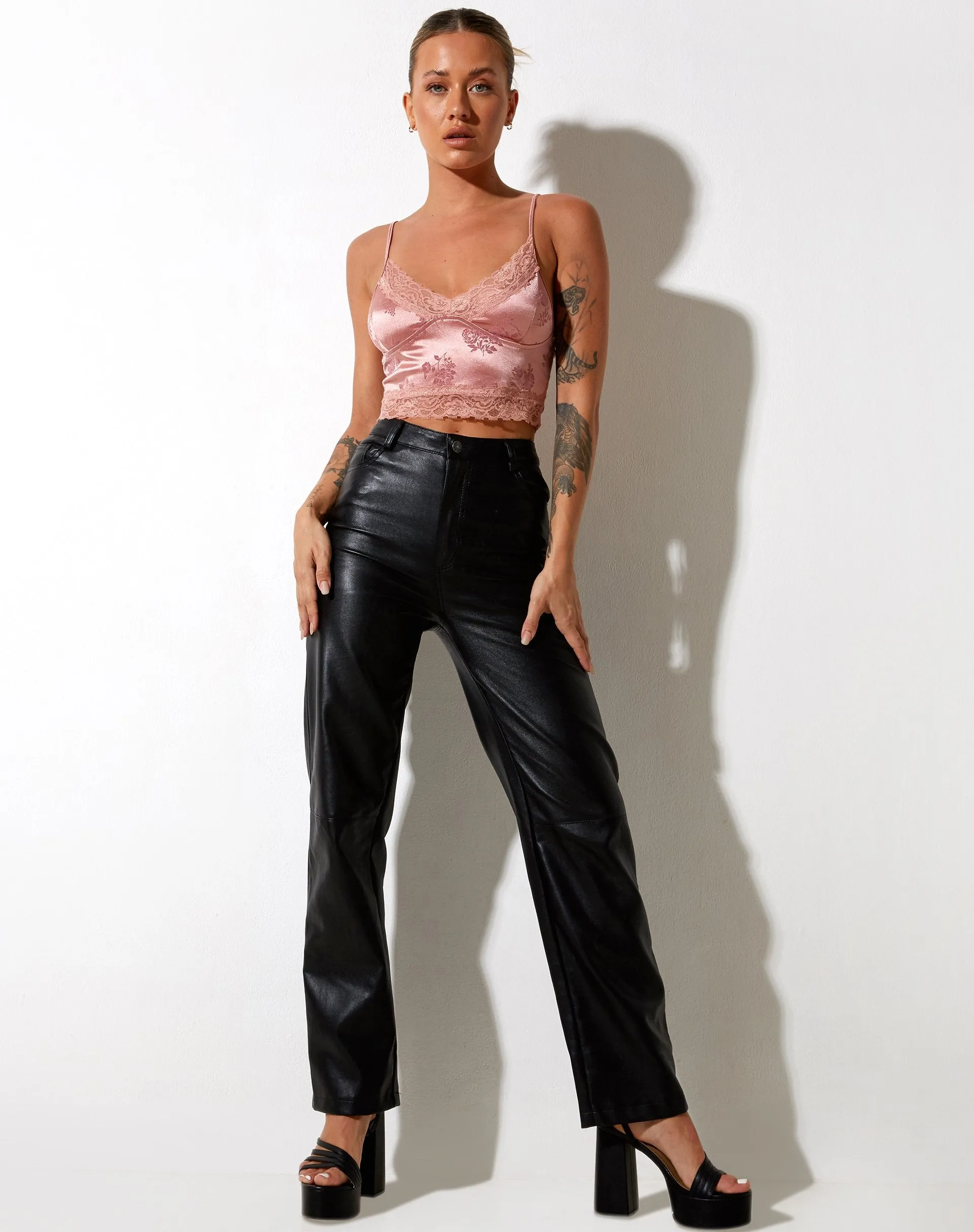 Dyrana Crop Top in Rose Flock Pale Pink sold by Motel Rocks product image thumbnail 3