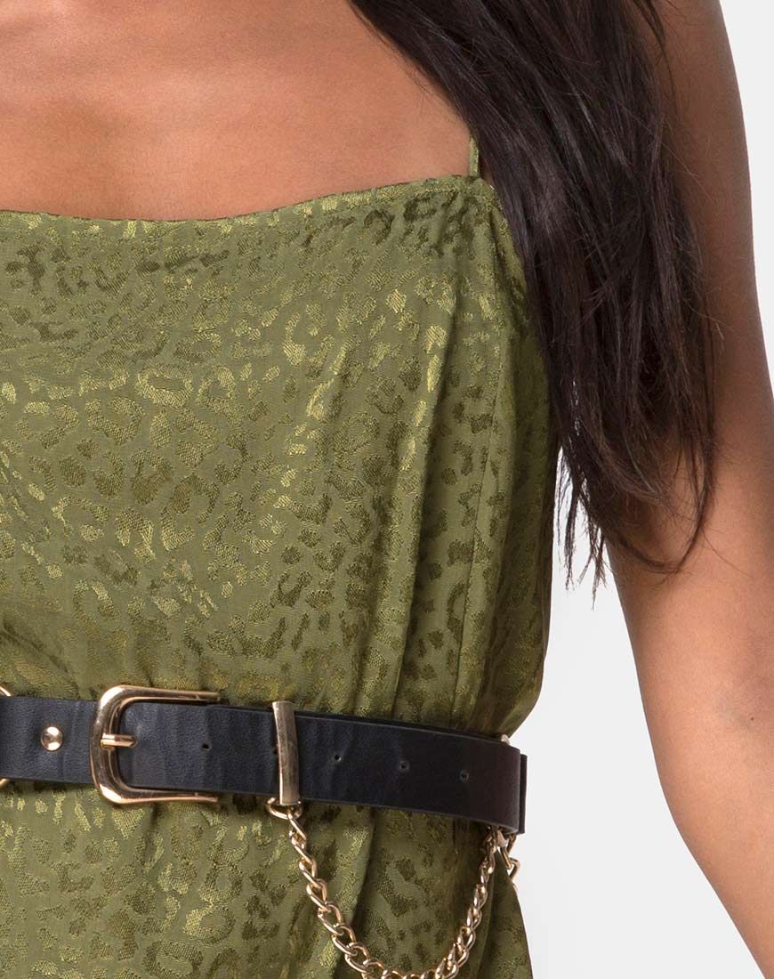 Datista Slip Dress in Satin Cheetah Khaki sold by Motel Rocks product image thumbnail 5