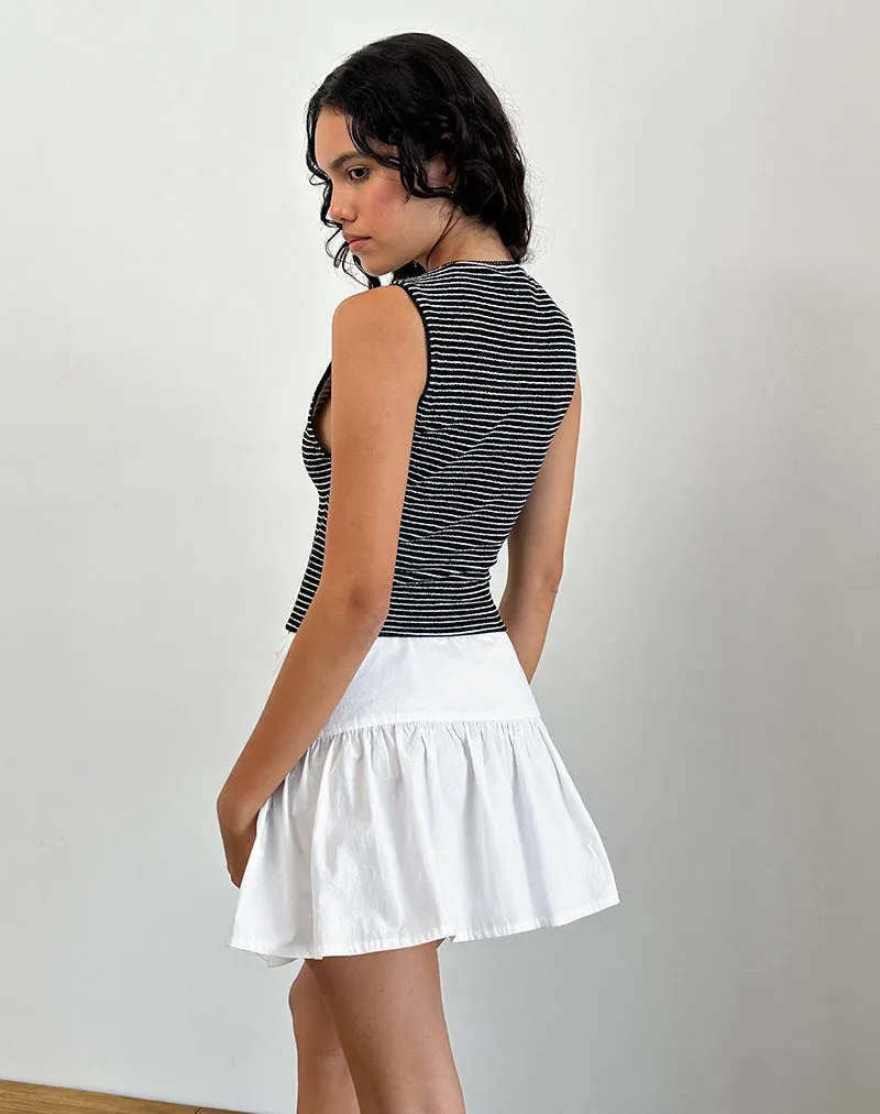 Jinsu Top in Black and White Stripe with Picot Trim sold by Motel Rocks product image thumbnail 4