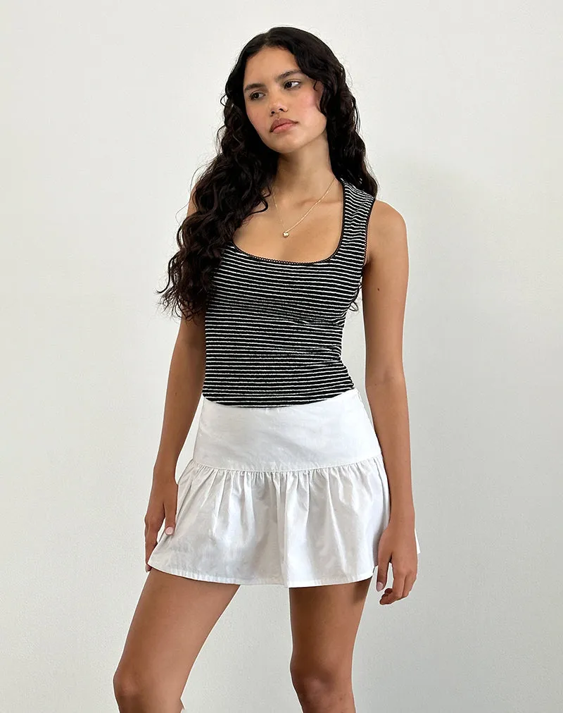 Jinsu Top in Black and White Stripe with Picot Trim sold by Motel Rocks product image thumbnail 2