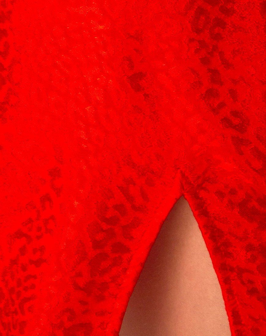 Lonma Dress in Satin Cheetah Red sold by Motel Rocks product image thumbnail 5