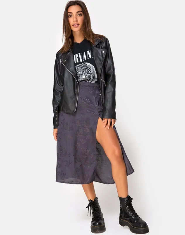 Saika Midi Skirt in Satin Rose Grey sold by Motel Rocks