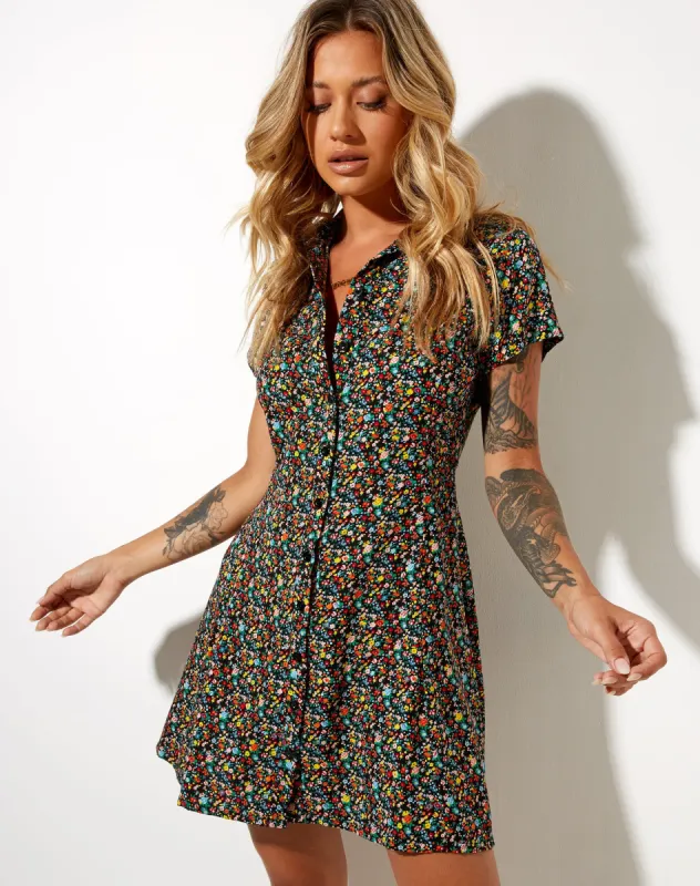 Holma Mini Dress in Kenny Floral sold by Motel Rocks