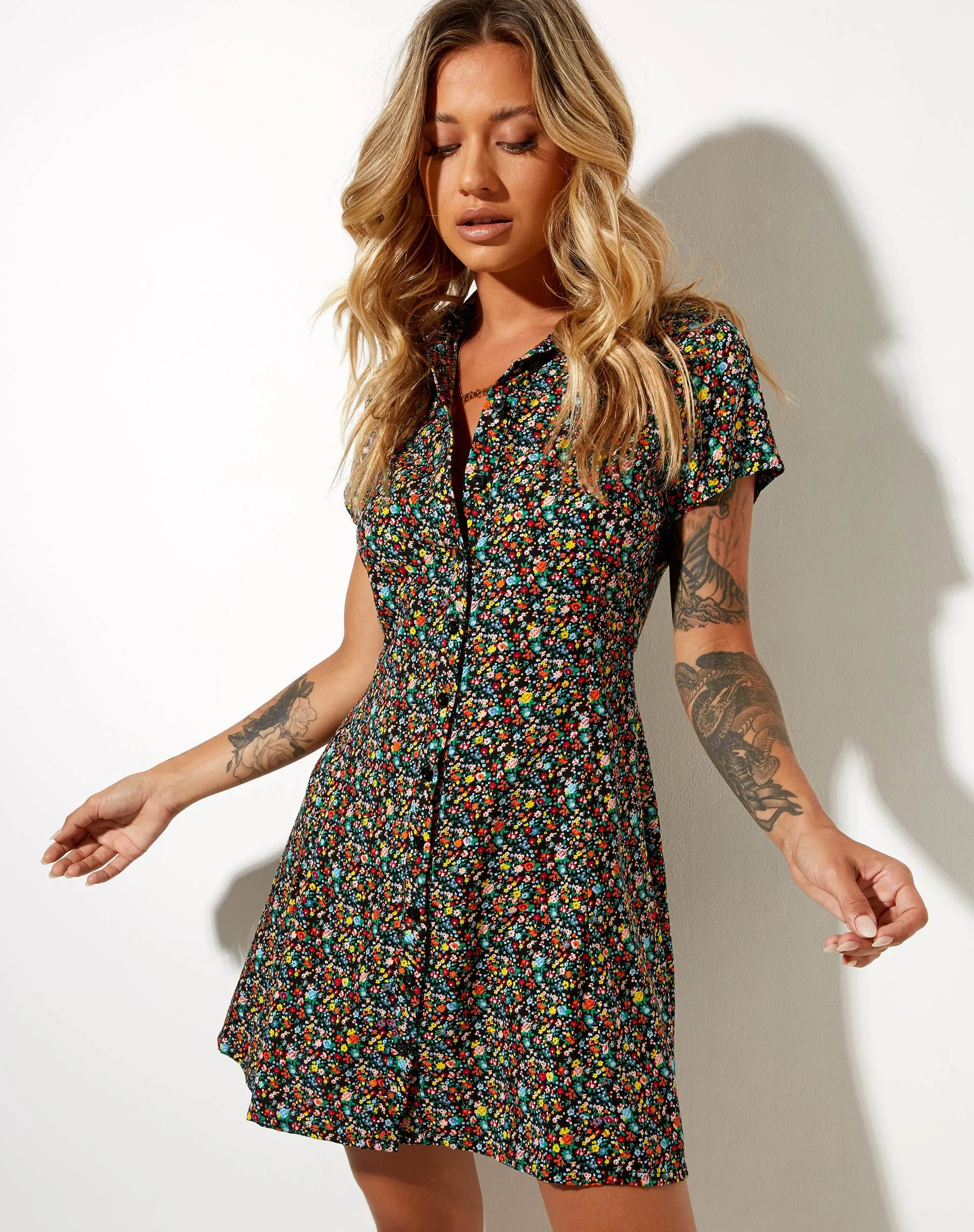 Holma Mini Dress in Kenny Floral sold by Motel Rocks