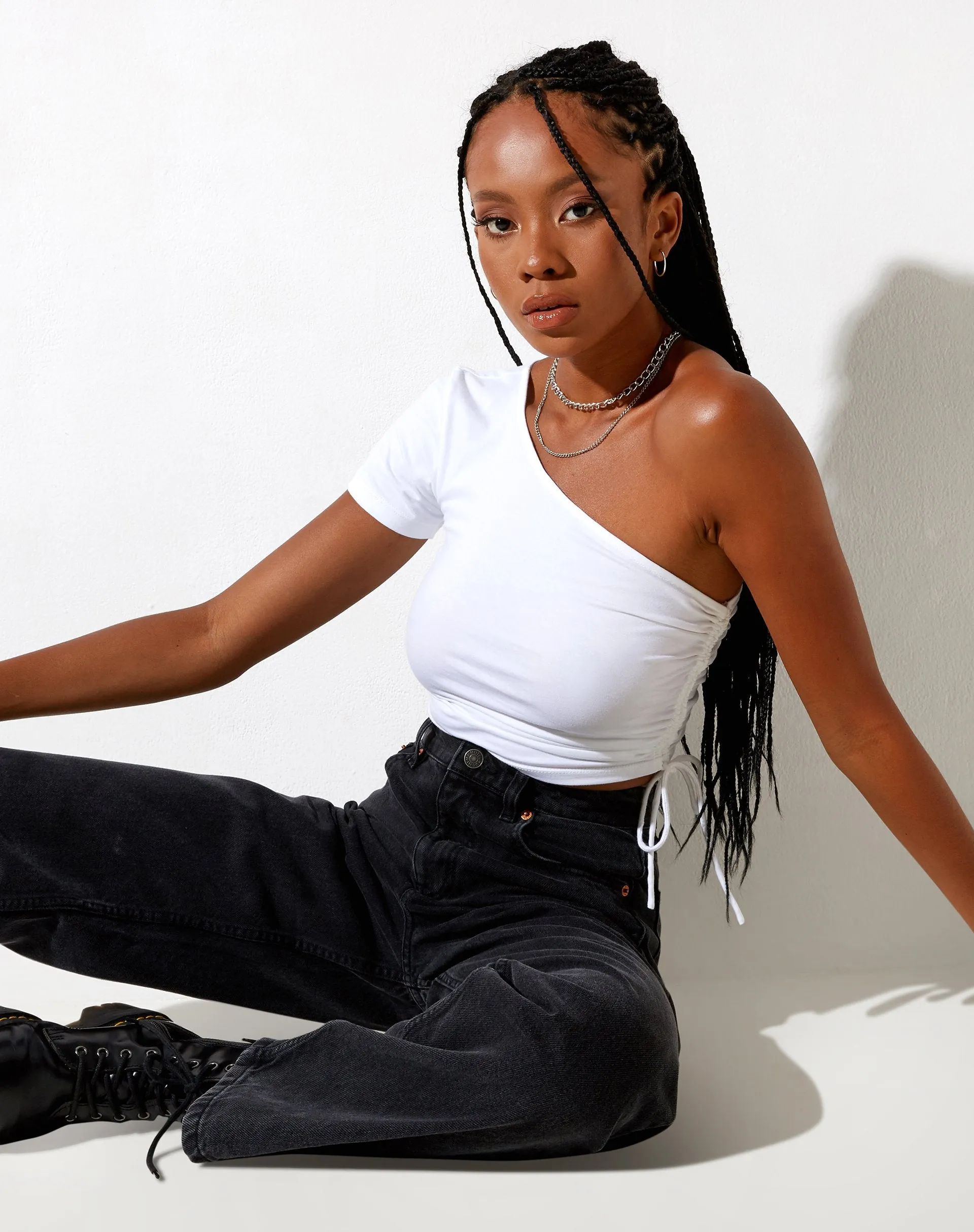 Kara Crop Top in White sold by Motel Rocks