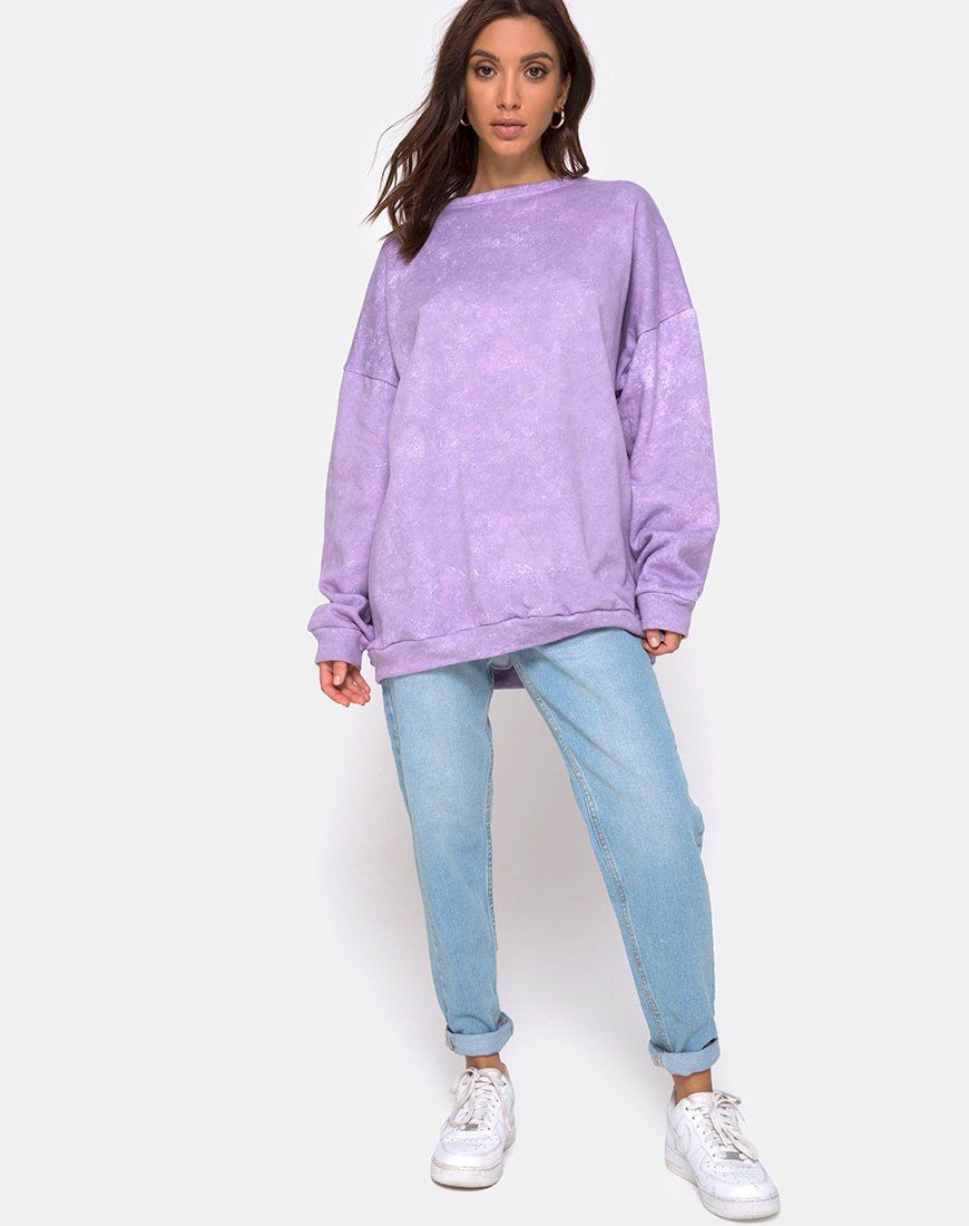 Glo Sweatshirt in Purple Acid Wash sold by Motel Rocks product image thumbnail 3