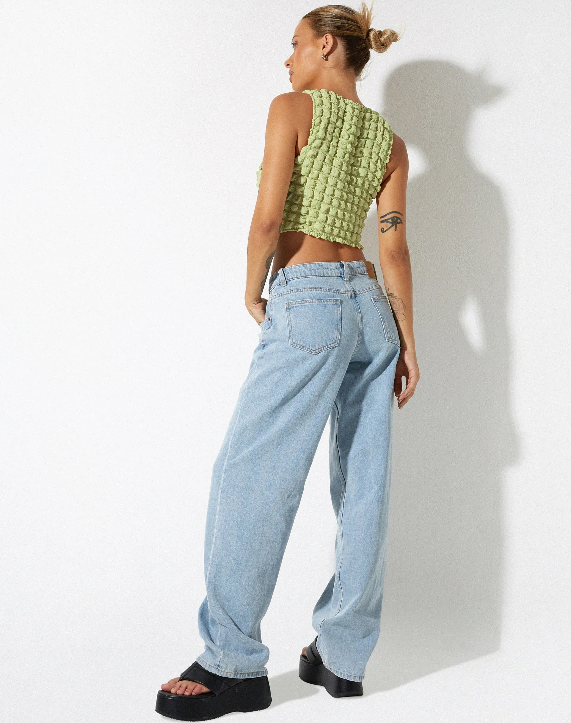 Neno Crop Top in Big Bubble Jersey Pastel Lime sold by Motel Rocks product image thumbnail 4