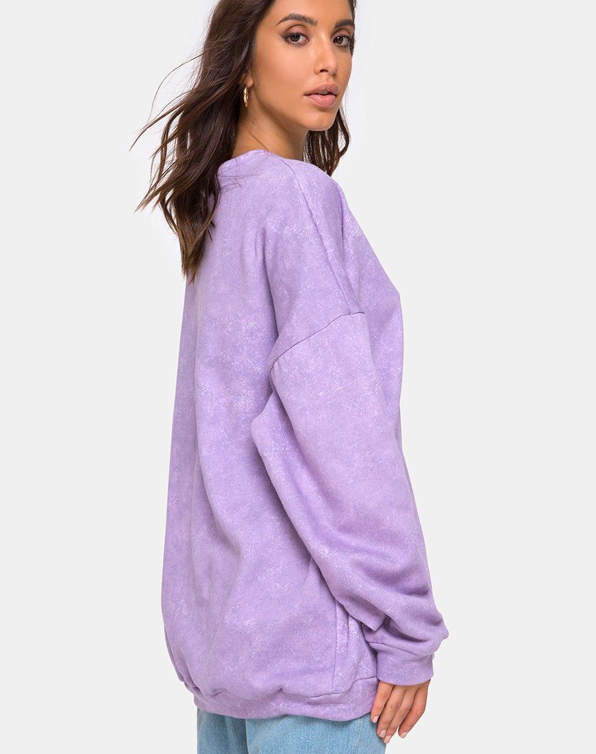 Glo Sweatshirt in Purple Acid Wash sold by Motel Rocks product image thumbnail 2