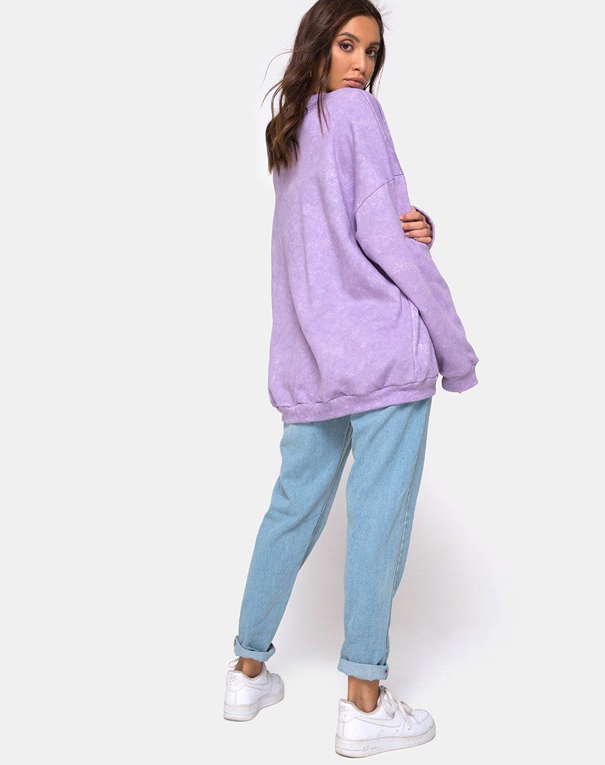Glo Sweatshirt in Purple Acid Wash sold by Motel Rocks product image thumbnail 4