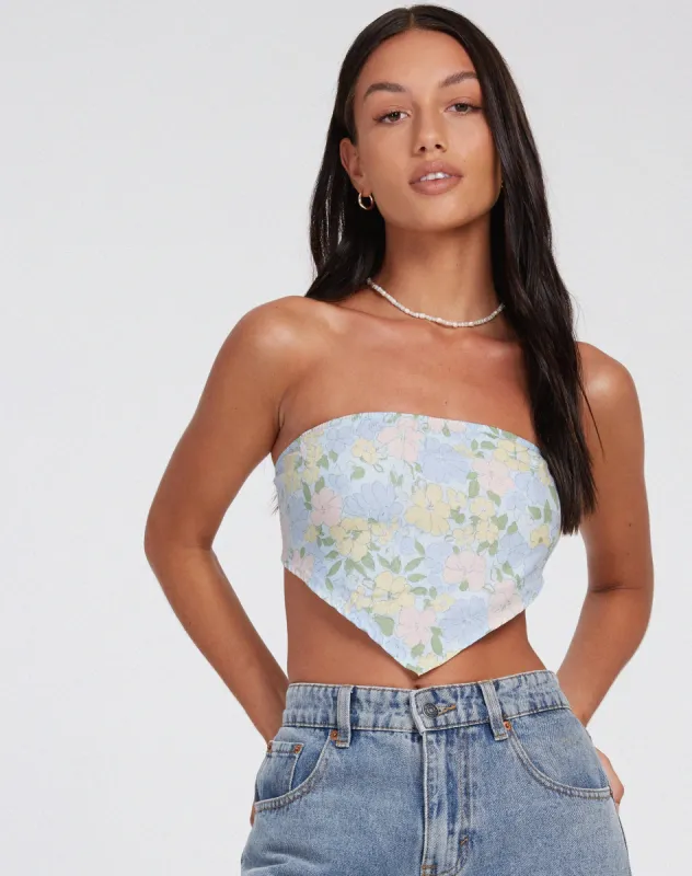 Nolda Crop Top in Washed Out Pastel Floral sold by Motel Rocks