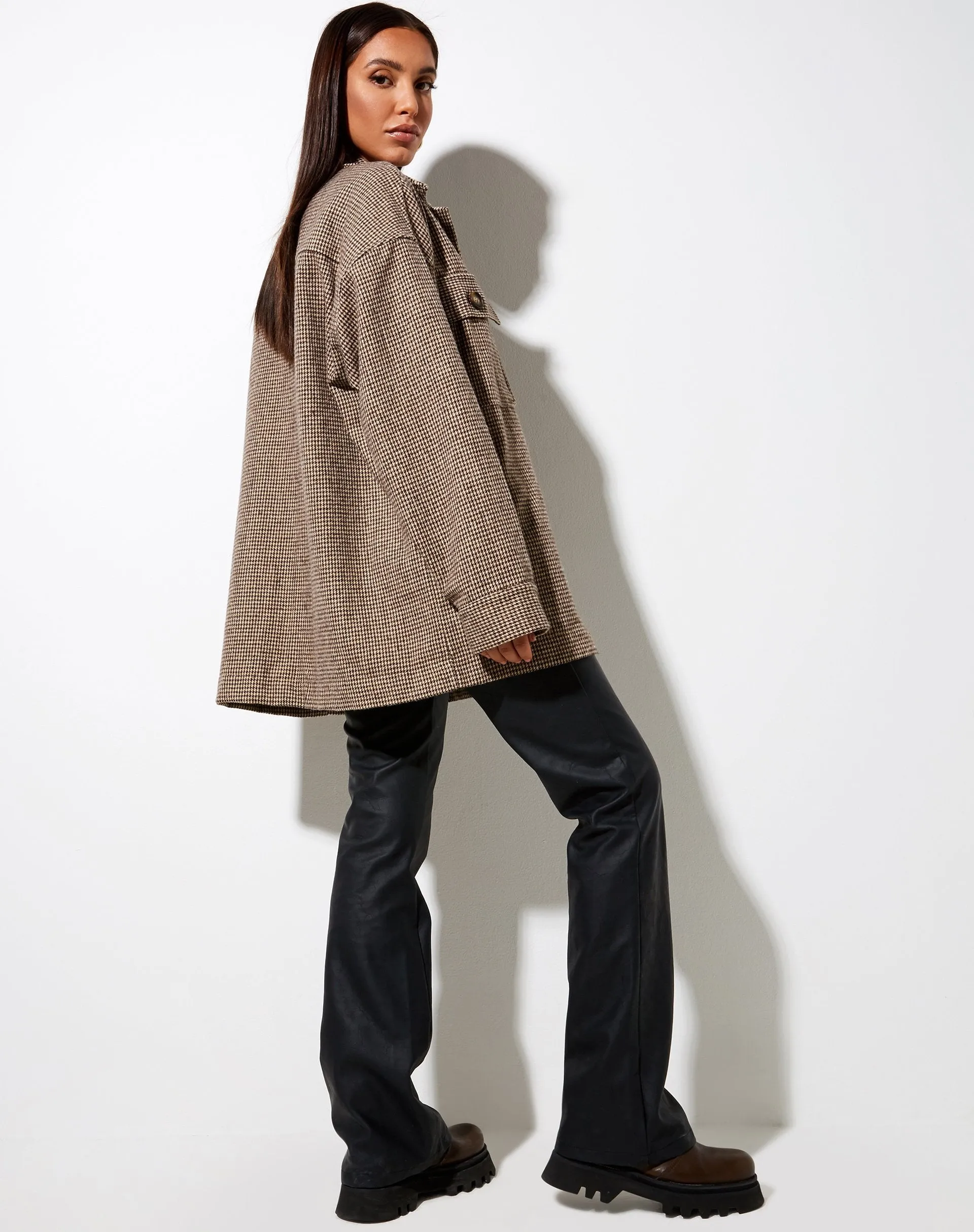 Marcel Shirt in Houndstooth Brown sold by Motel Rocks product image thumbnail 5