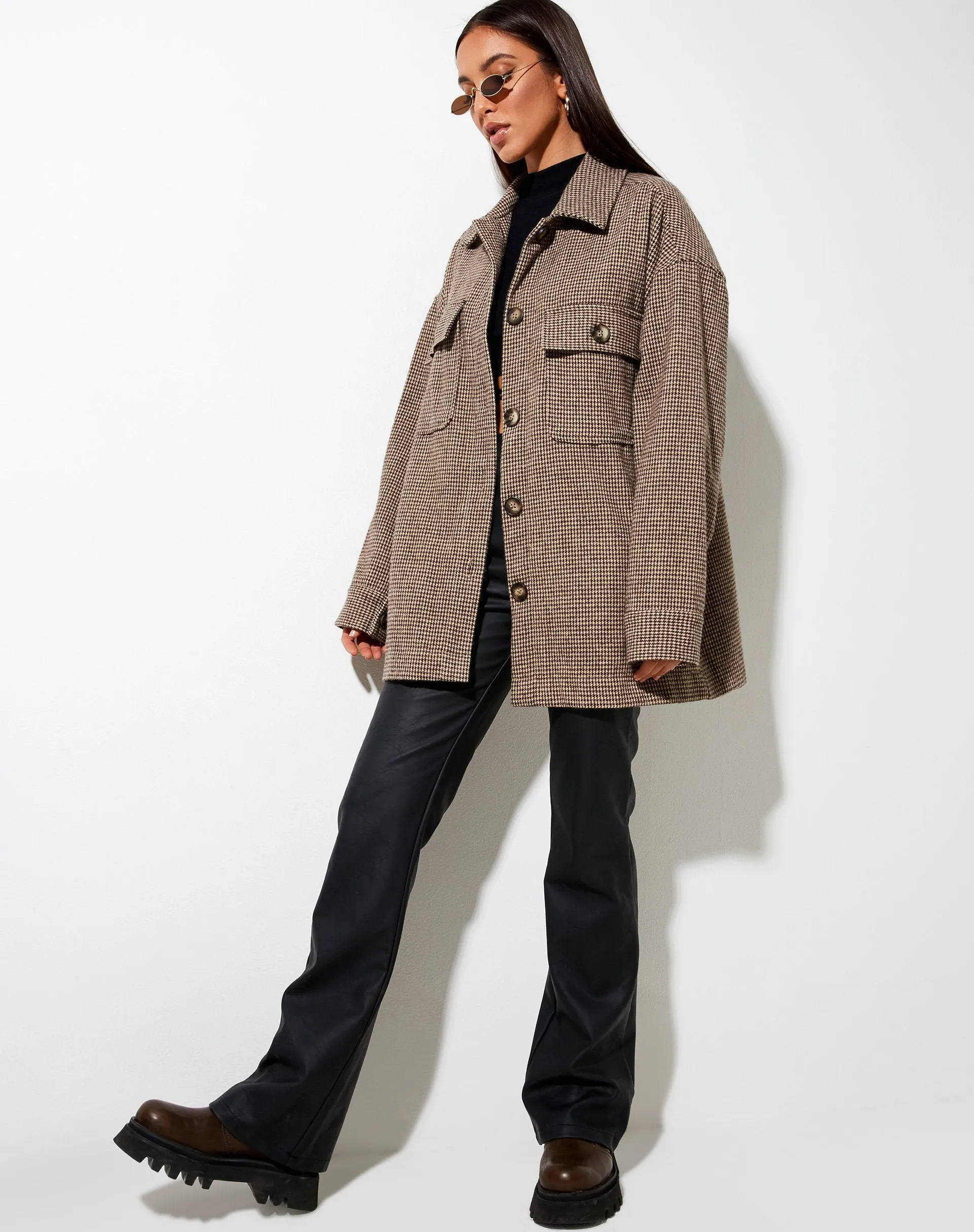 Marcel Shirt in Houndstooth Brown sold by Motel Rocks product image thumbnail 4