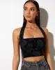 Sisia Crop Top in Persian Night Black sold by Motel Rocks