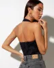 Sisia Crop Top in Persian Night Black sold by Motel Rocks