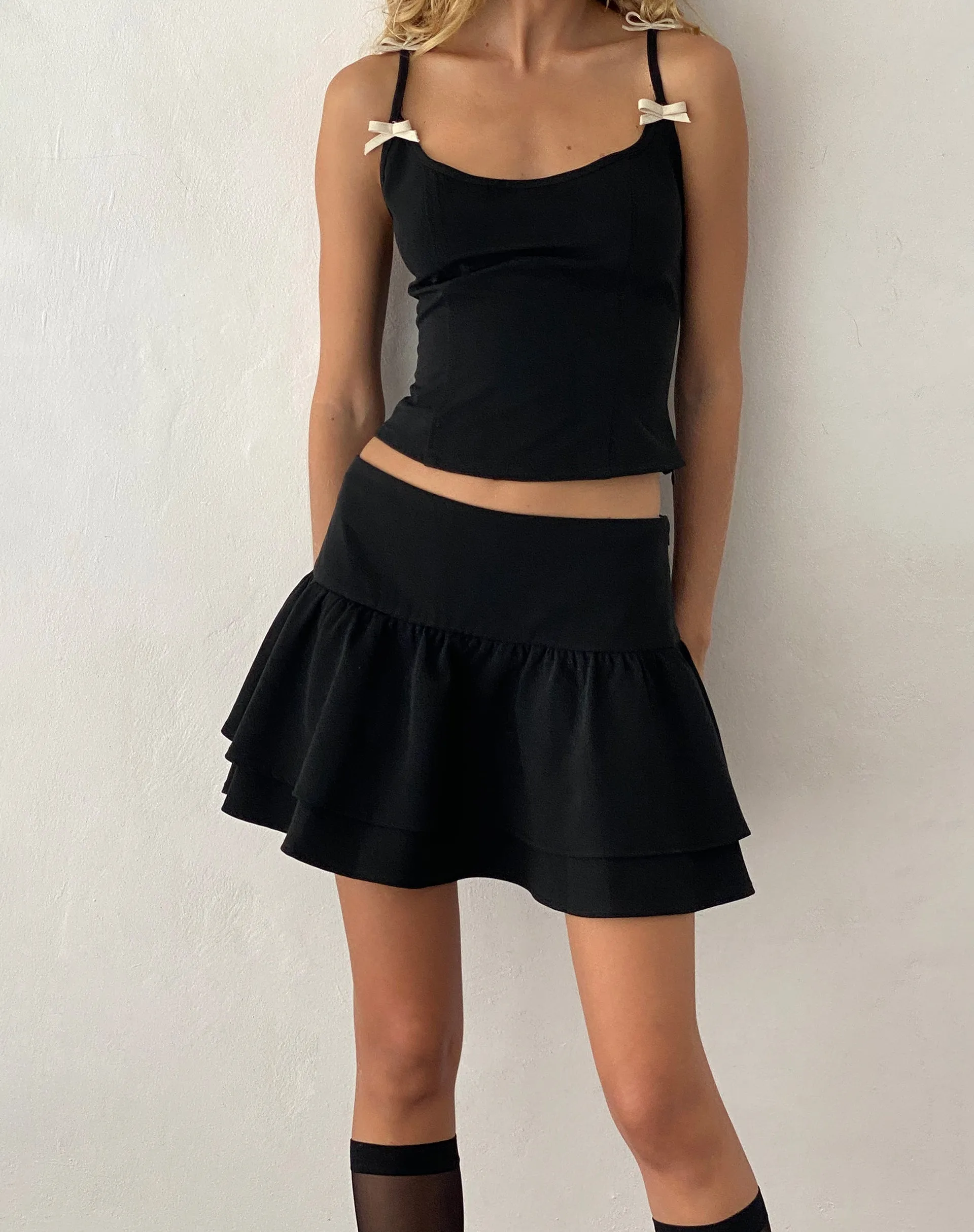 Samrina Pleated Tailored Mini Skirt in Black sold by Motel Rocks product image thumbnail 4