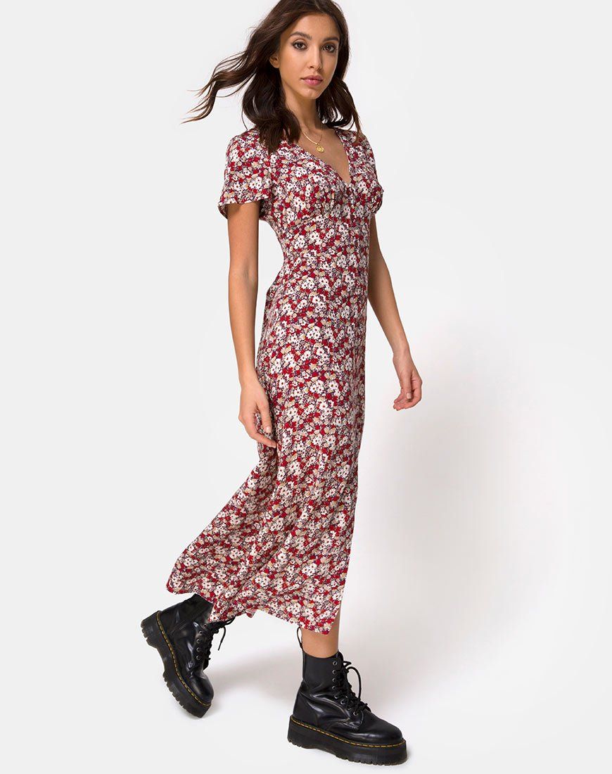 Larin Midi Dress in Floral Charm Red sold by Motel Rocks product image thumbnail 4