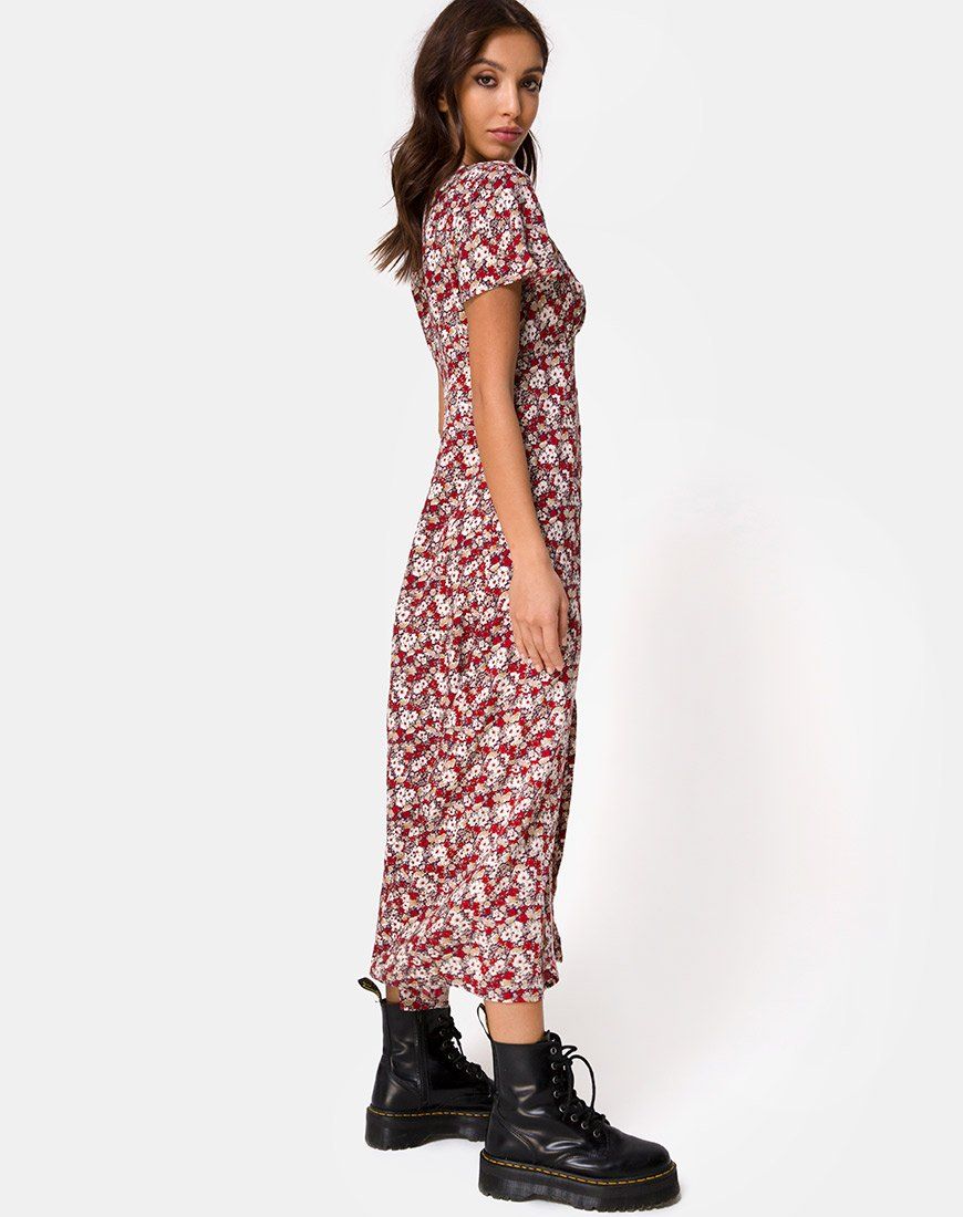 Larin Midi Dress in Floral Charm Red sold by Motel Rocks product image thumbnail 3