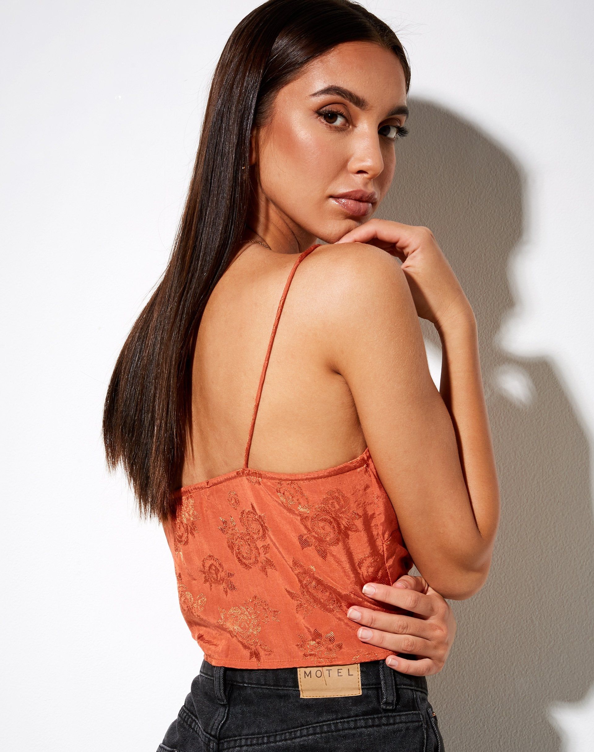 Sipa Crop Top in Satin Rose Copper sold by Motel Rocks product image thumbnail 3