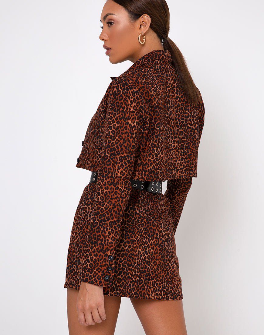 Sheny Mini Skirt in Ditsy Leopard Orange sold by Motel Rocks product image thumbnail 2